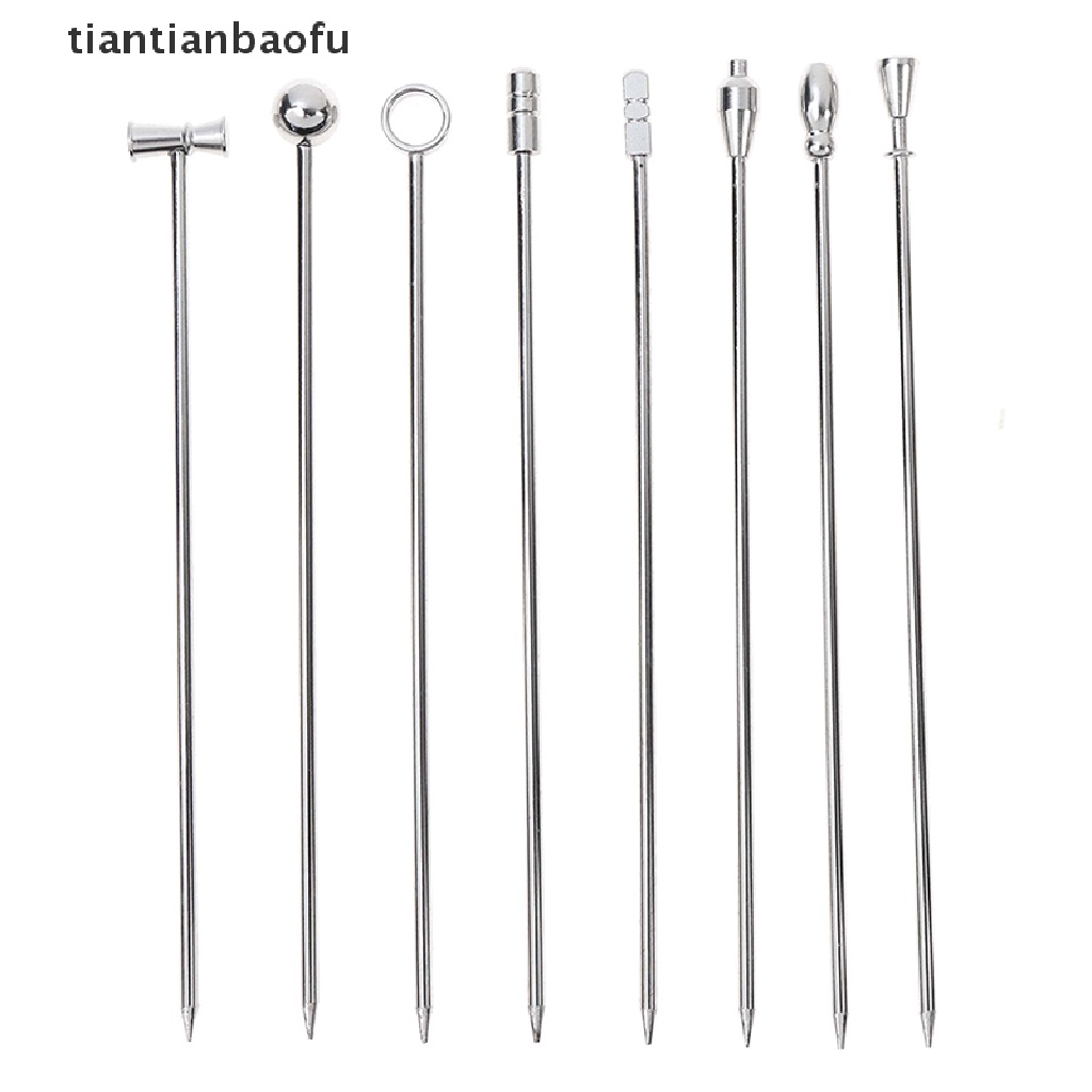 [tiantianbaofu] 4pcs Stik Cocktail Stainless Steel Stik Buah Minuman Reusable Mari Picks Boutique