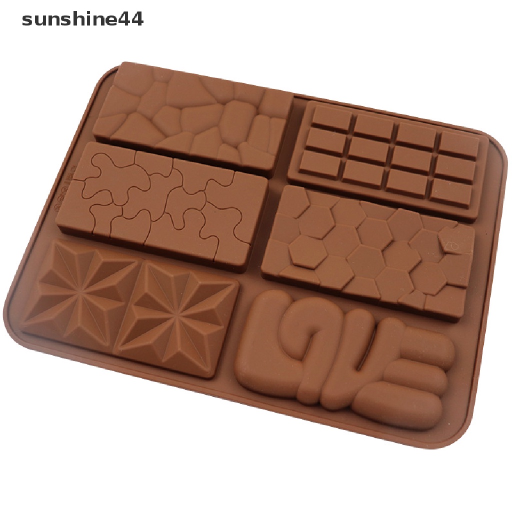 Sunshine 6 Grid Small Waffle Rectangle Chocolate Bar Silicone Candy Mold Trays ID