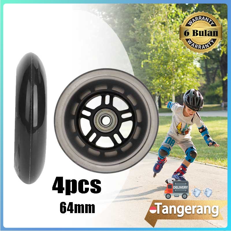 4PCS/SET RODA INLINE SKATE 64MM RODA SEPATU RODA BAN WHEELS MULTIFUNGSI KARET BERKUALITAS