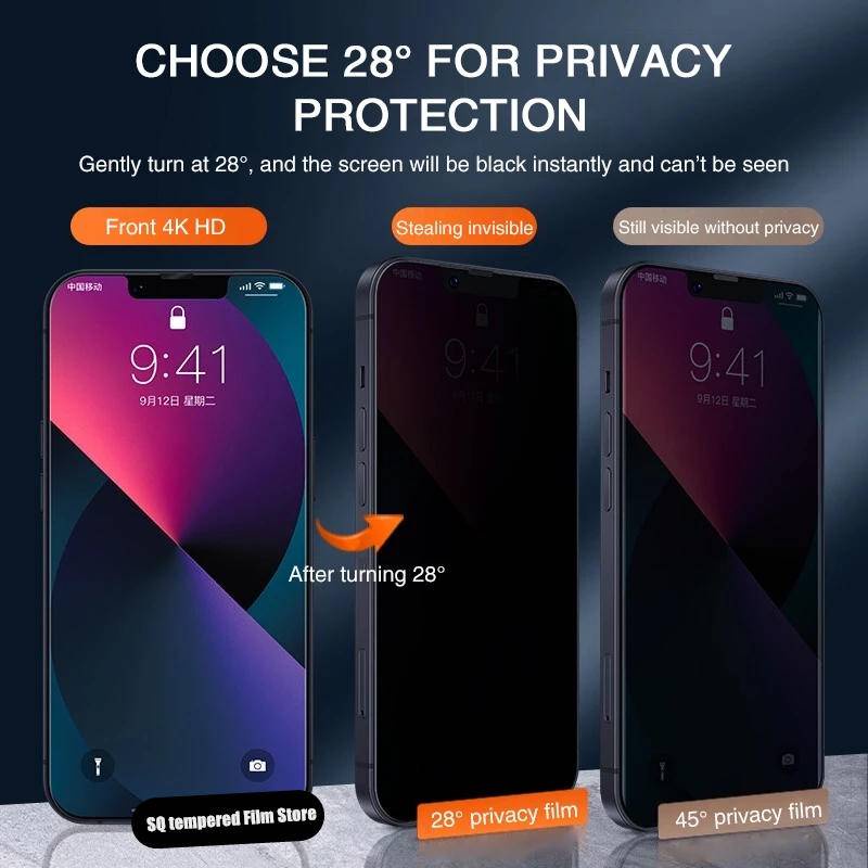 3pcs Pelindung Layar Privasi Untuk Iphone14 13 12 11 Pro MAX Plus Kaca Anti Mata Mini Untuk iPhone X XS MAX XR 7 8 6 6S Plus SE 2022 2020 14Plus 13Mini 12Mini Tempered Glass