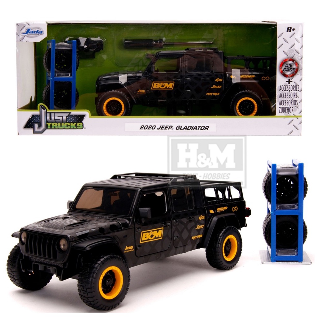 Jada 1:24 Just Trucks 2020 Jeep Gladiator Black with Extra Wheels