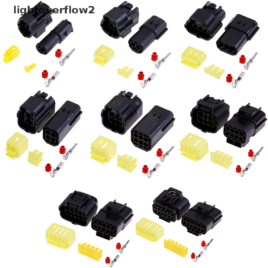 [lightoverflow2] 1set 1set1 /2 /3 /4 /6 /8 /10 /12Pin Way Konektor Kawat Tahan Air Plug Konektor Mobil [ID]