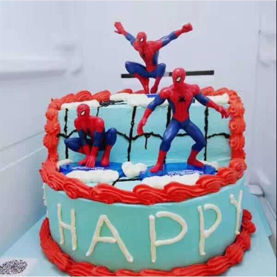 7pcs/set Marvel Avengers Superhero Spiderman Anak Action Figure Mainan Topper Kue Ulang Tahun