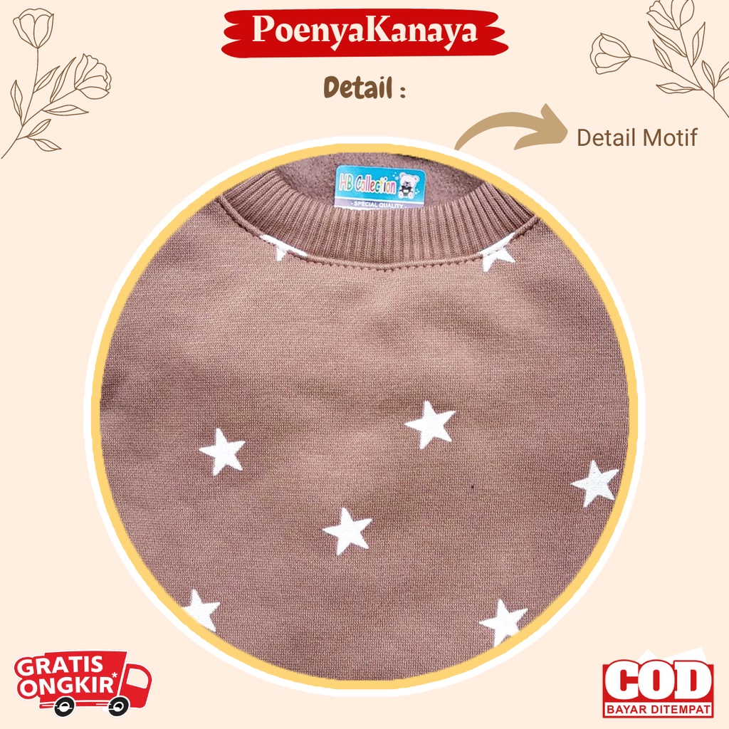 Setelan Sweater Jaket Bayi Anak Panjang BINTANG HBc Size 6-18 Bulan SPY95