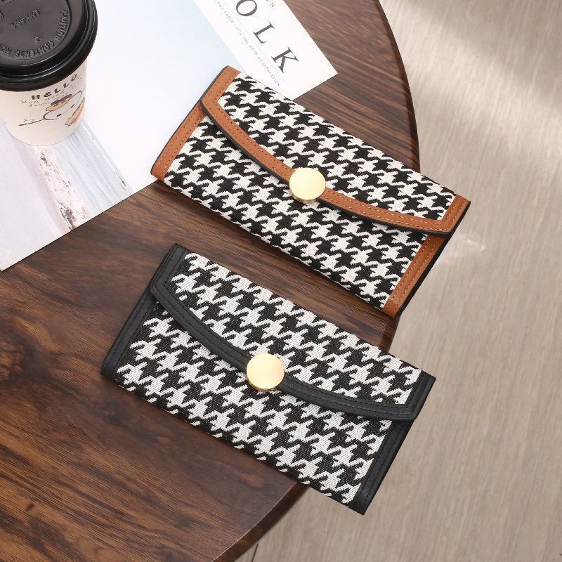 Sera 2023 baru fashion retro fashion houndstooth tas dompet panjang wanita dompet tangan multi-kartu pemegang kartu tas kartu