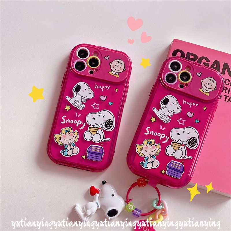 IPHONE Case Cermin Make Up Snoopy Flip Kartun Lucu Kompatibel Untuk Iphone11 14 13 12 Pro Max XR 7Plus 78 Plus X XS Max SE 2020 Shockproof Soft TPU Phone Cover