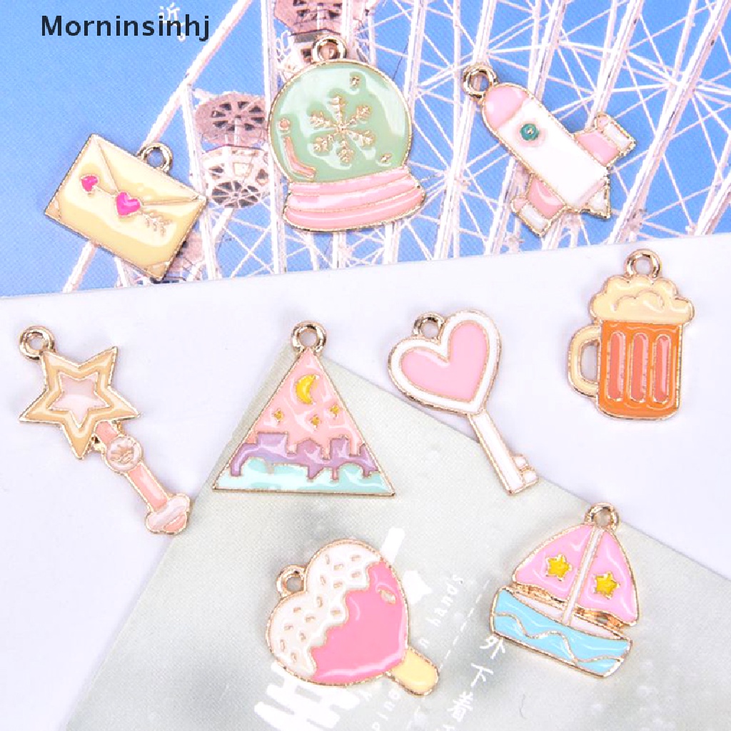 Mornin 10Pcs/Set Enamel Alloy Kapal Roket Bintang Ch Liontin Perhiasan DIY Membuat Craft id