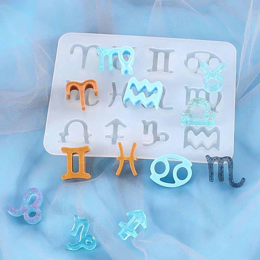 [Elegan] Resin Cetakan Liontin DIY Kerajinan 3D Silikon Zodiak Bintang Kristal Alat Membuat Perhiasan