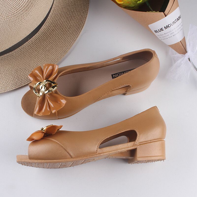 GROSIRTAS TG1676 Flatshoes Jelly Pita Bunga/Sepatu Hak Wanita Ujung Terbuka Import
