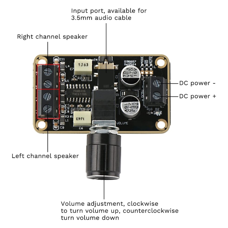 Zzz 5W+5W Mini Amplifier Board PAM8406 DC5V Digital Stereo Power Amplifier ClassD