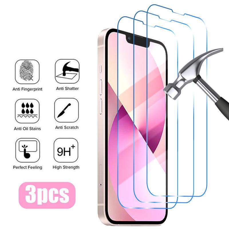 3pcs Tempered Glass Untuk Iphone14 13 12 11 Pro MAX Plus Mini Pelindung Layar Untuk iPhone X XS MAX XR 78 6 6S Plus SE 2022 2020 14Plus 13Mini 12Mini Kaca