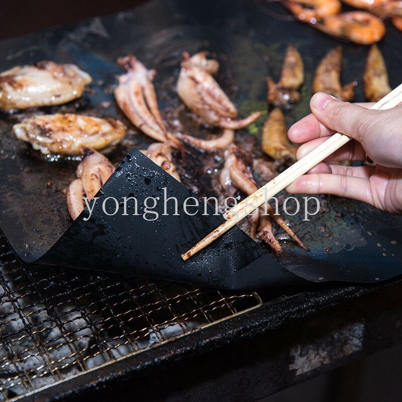 2pcs/set Non-stick BBQ Grill Mat Reusable Baking Mat Barbecue Liner Memasak Memanggang Lembaran Tahan Panas Oven Baking Mat Alat Dapur