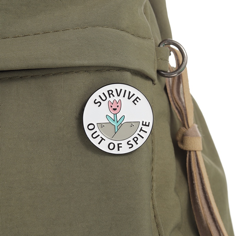 Survive Out of Spite Cartoon Flower Lapel Pin Protecting The Environment Enamel Brooch Gift for Friends Clothing Accessories Wholesale