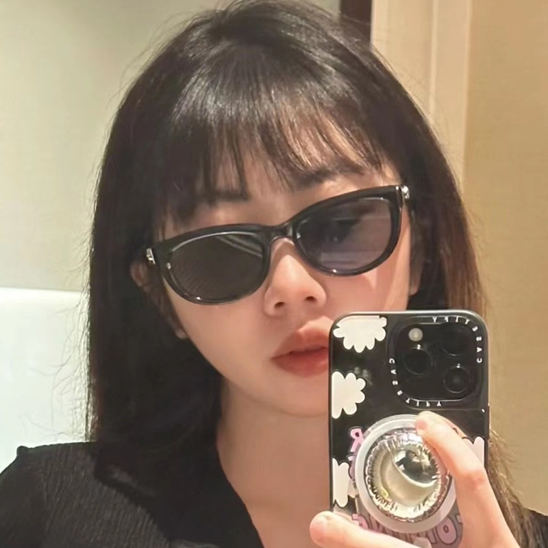 Kacamata Hitam Bahan Metal Hinge Cat Eye Frame Kecil Bahan Plastik Untuk Wanita Pria