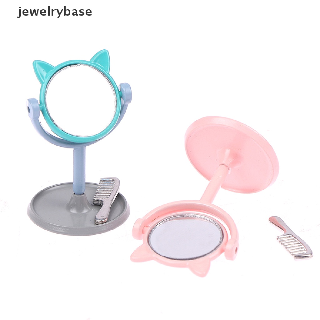 [jewelrybase]1Per12 Makeup Mini Telinga Kelinci Cermin Furniture Untuk Aksesoris Mainan Rumah Boneka Butik