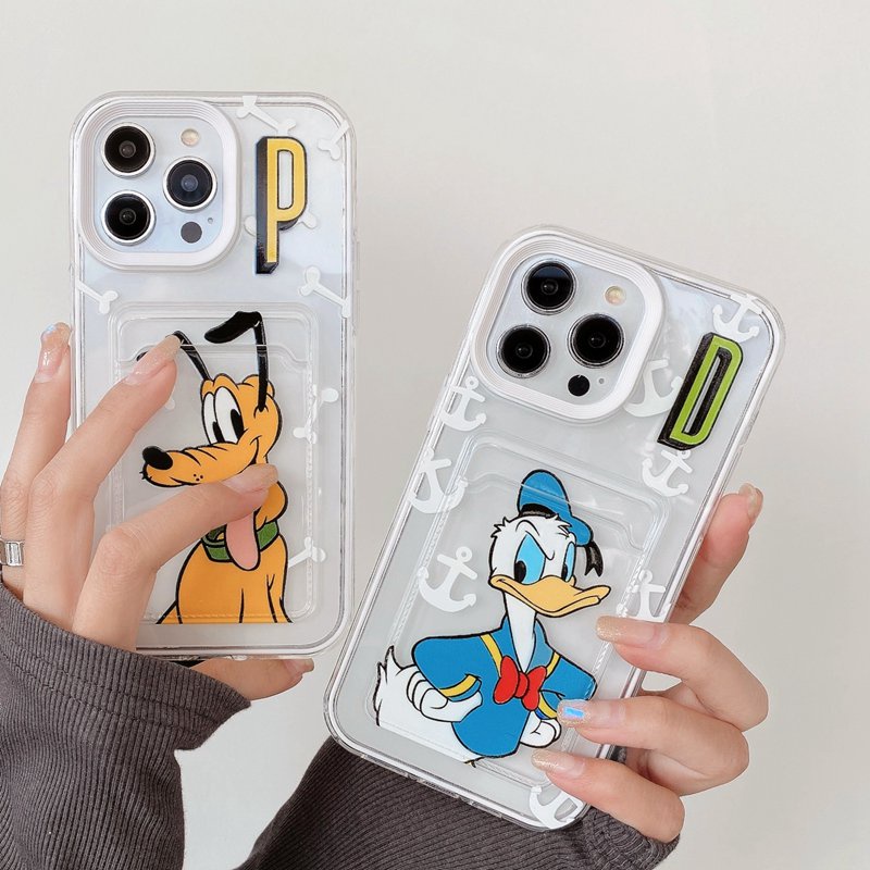 【Card Bag】Donald &amp; Pluto Soft Case HP iP iPhone 6 6S 7 8 14 + Plus SE 2020 X XS XR 11 12 13 Pro Max 3in1 Clear Casing Apple