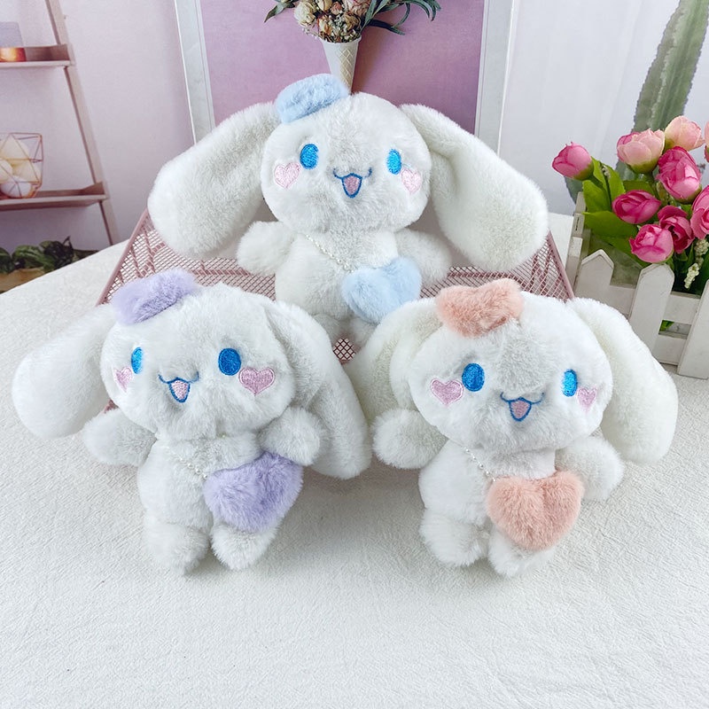 12 cm Kawaii Sanrio Cinnamoroll Kartun Boneka Mewah Pasangan Magnetik Lembut Boneka Gantungan Kunci Lucu Ransel Liontin Mainan Anak Perempuan