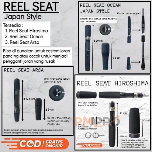 Reel Seat Penganti Gagang Pancing Arsa Ocean Hiroshima / Reelseat Busa Eva Untuk Custom Joran Japsty