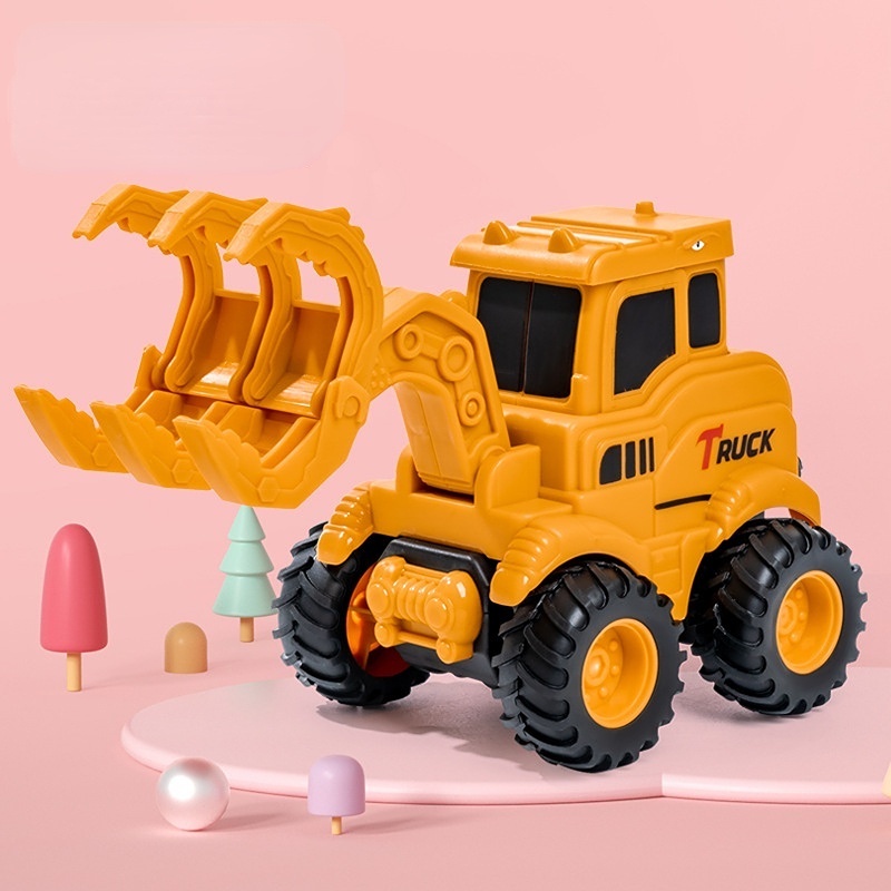 Mainan Anak Tekan Slide Bolak Balik Kendaraan Teknik Excavator Fun Bulldozer Hadiah Mainan Anak