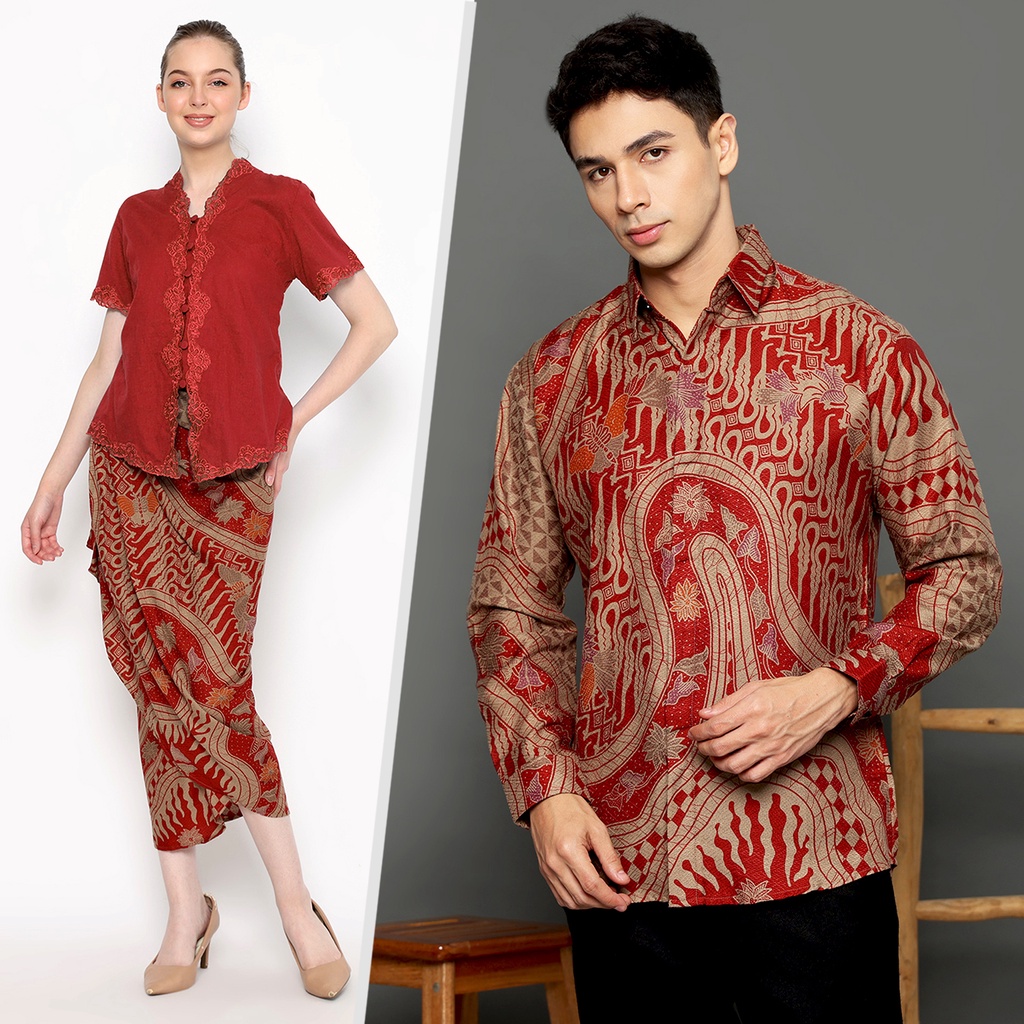 BAJU BATIK COUPLE Kemeja Rok Lilit Jena Instan Batik Pria Lengan Panjang Slimfit Premium Parang Kupu Merah 723252 Cap 72 - Baju Kemeja Atasan Pakaian Batik Couple Cople Pria Cowok Laki Laki Remaja Keluarga Lengan Panjang Modern Slimfit Premium Kekinian