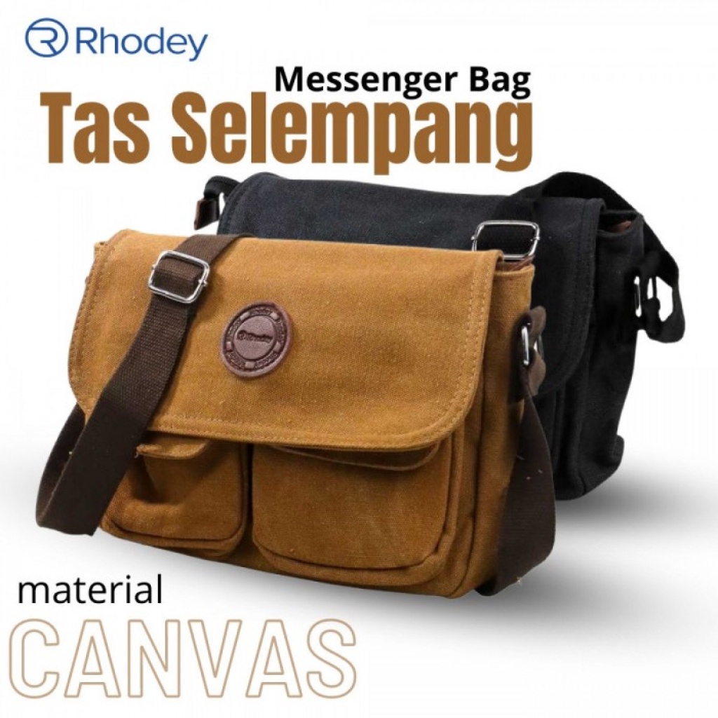 Rhodey Tas Selempang Messenger Bag Bahan Kanvas Multi Slot