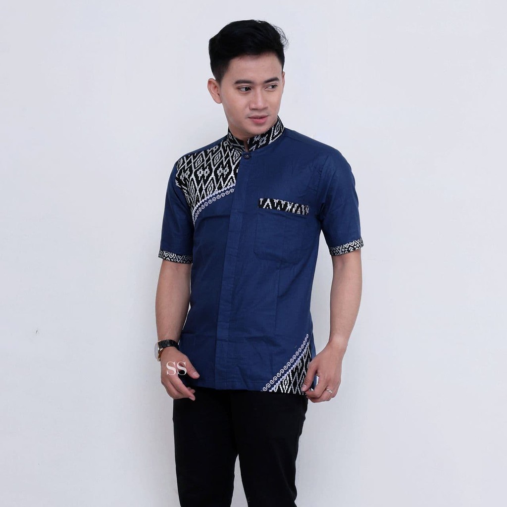 SANSEN.ID KOKO SLEMPANG PENDEK - PAKAIAN MUSLIM PRIA  DEWASA BORDIR