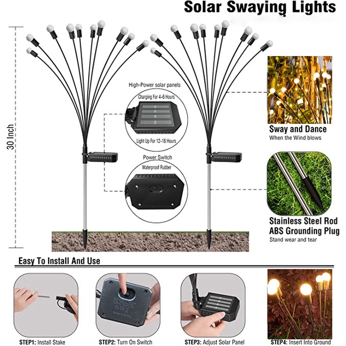 【COD】Lampu Lanskap Outdoor Api Firefly Lampu Taman Dekorasi Lampu Solar Firefly Light Lampu Dekorasi Lanskap Solar Firefly Light Lampu Dekorasi