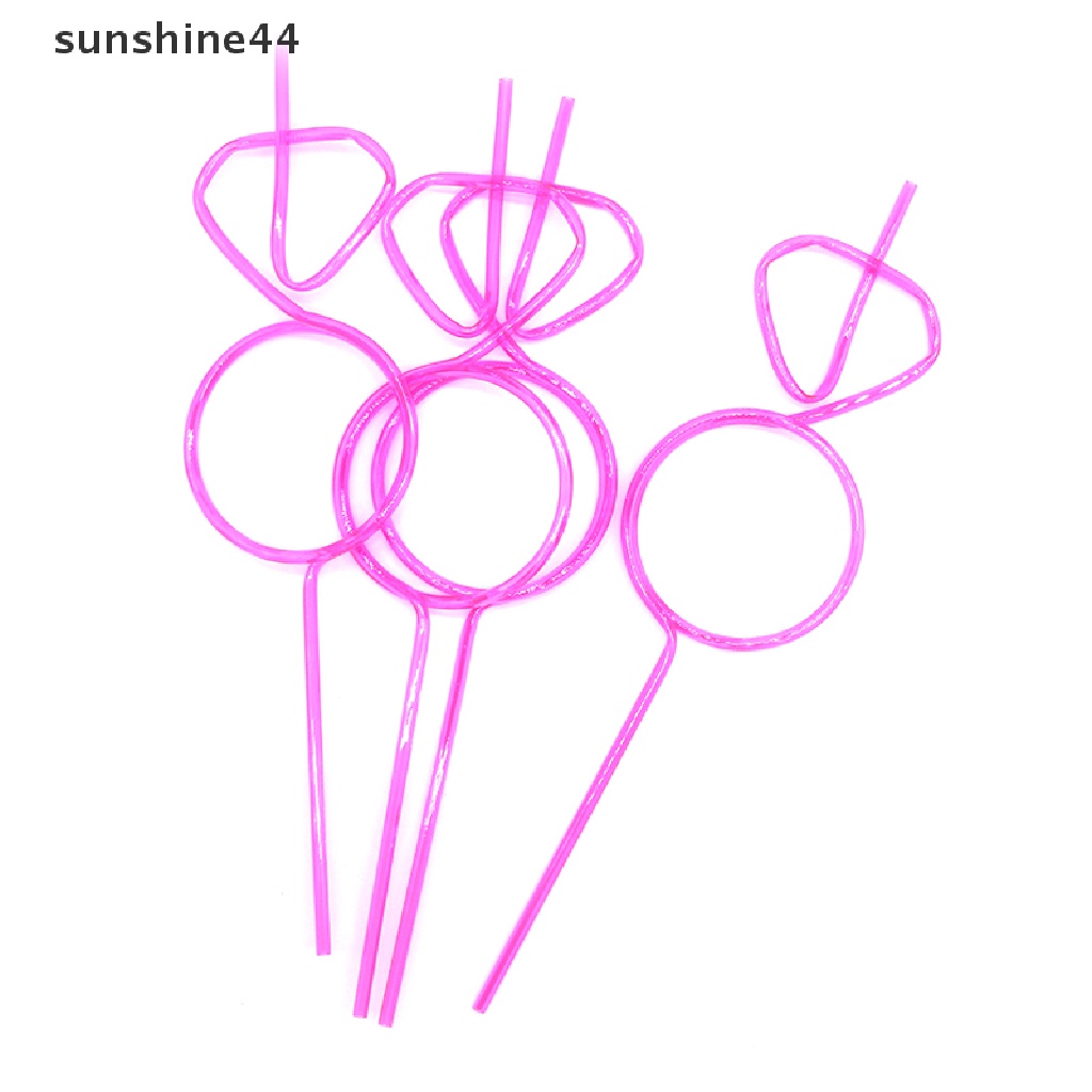 Sunshine Loop Straws Reusable Party Favors Drinking Suckers Rose Red Twisted Straws ID