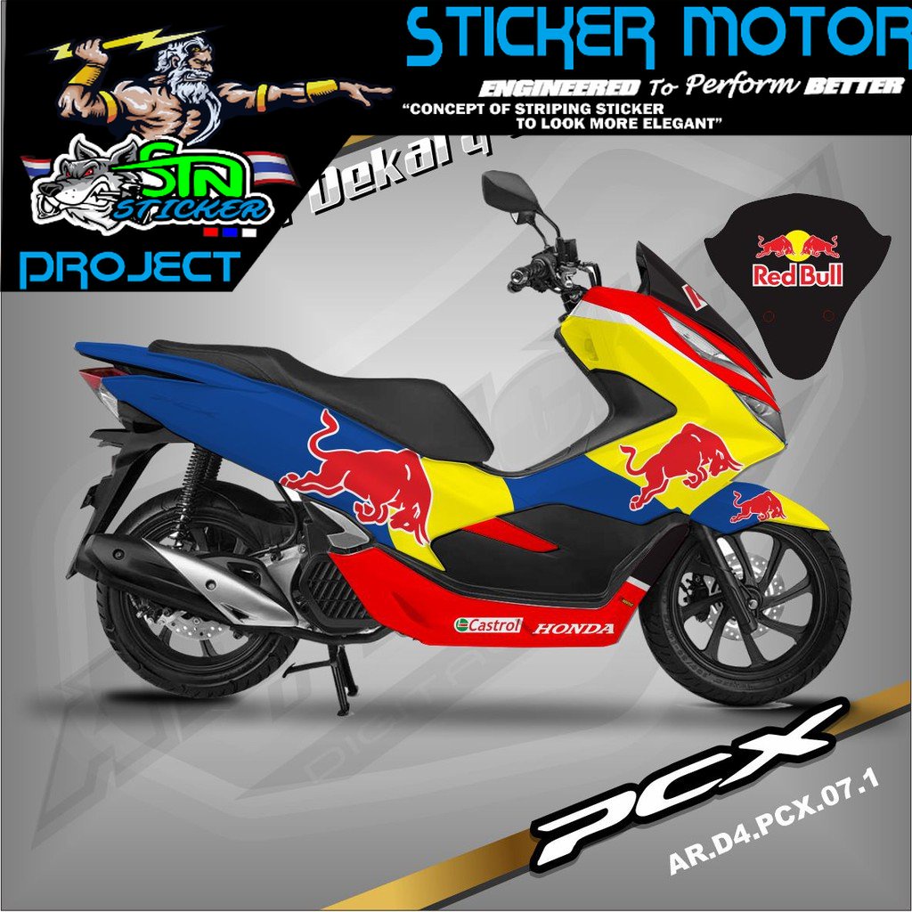 Dekal Stiker Fullbody PCX 150-stiker Ful body motor honda pcx 150 Desain RedBull D4 007