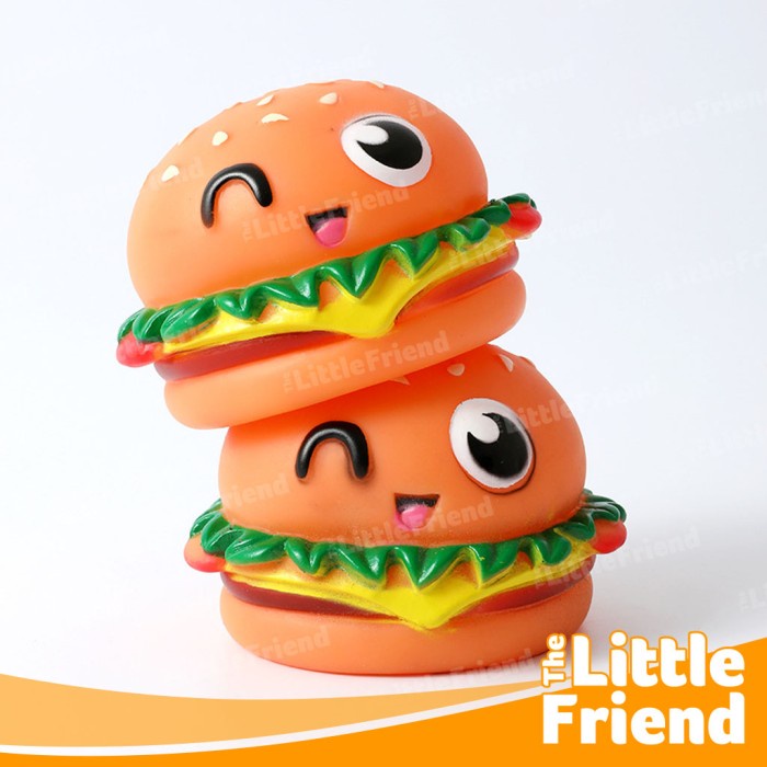 Mainan Anjing Kucing Bunyi Squeaky Plush On Rubber Bentuk Hamburger