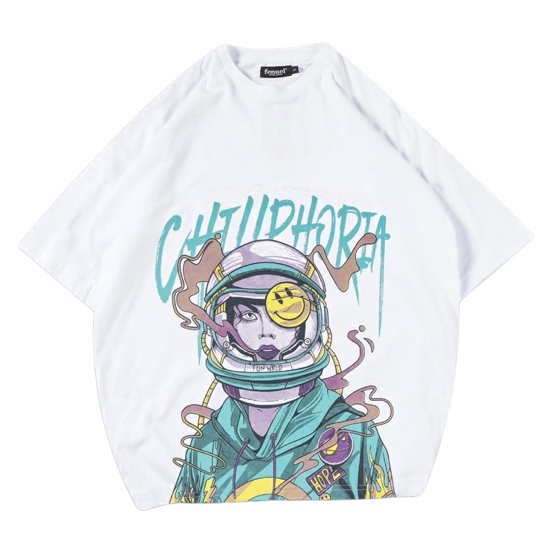{Oversized} Baju Kaos Cotton Combed Distro Motif CHILLPHORIA
