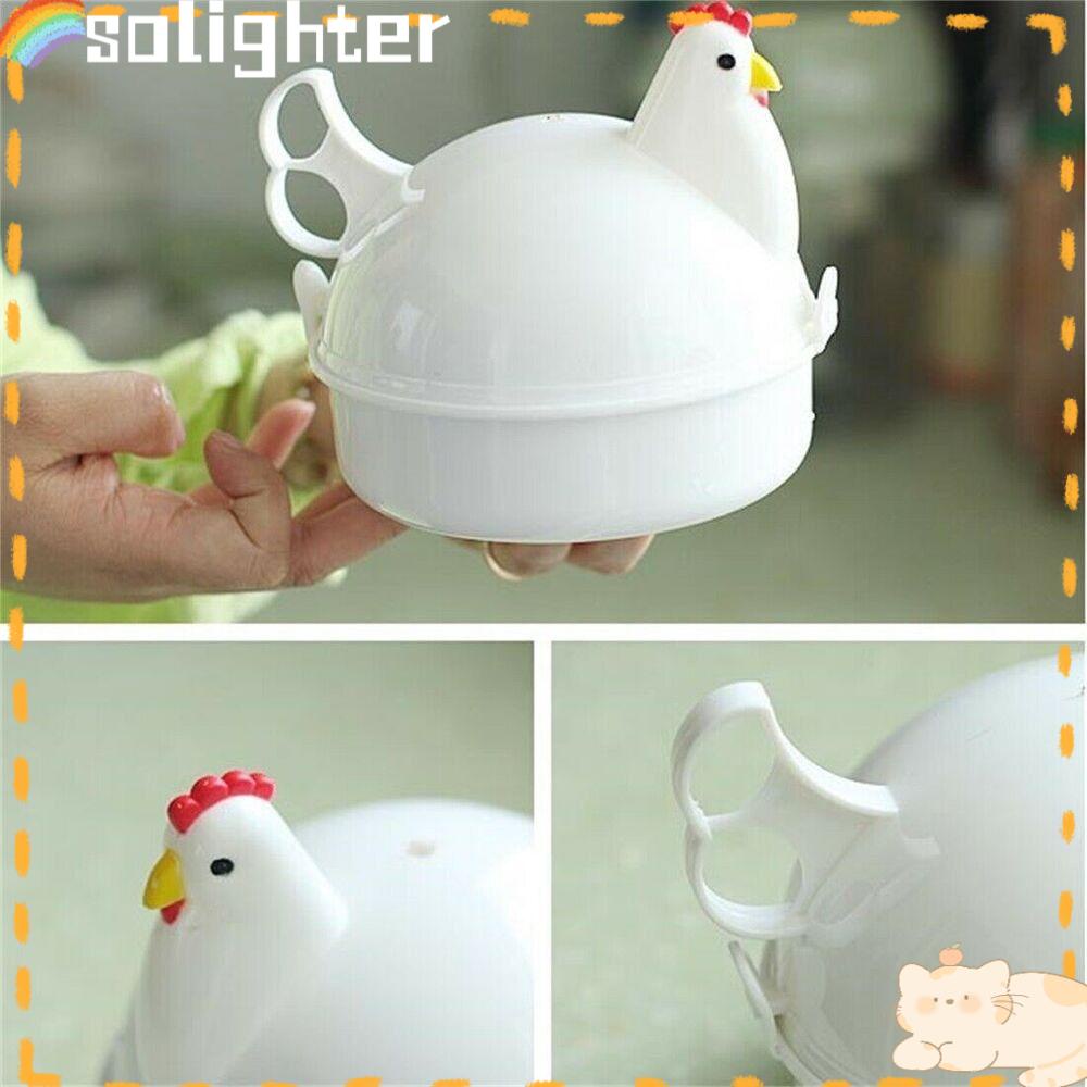 Solighter Alat Kukus Telur Bentuk Ayam New Cooker Steamer Alat Rebus Anti Lengket4 Egg Poacher