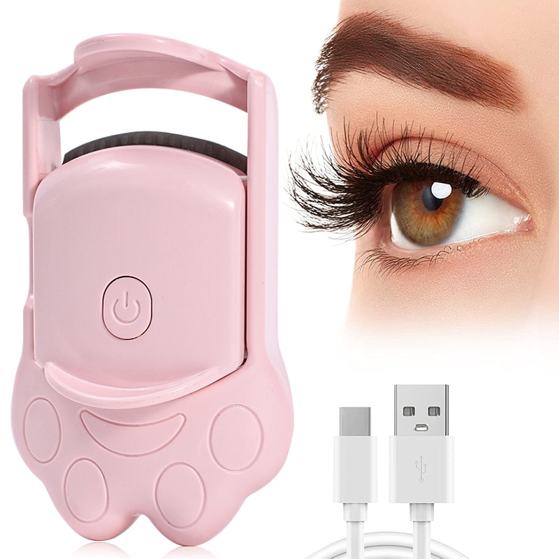 Penjepit Bulu Mata Pemanas Elektrik Cakar Kucing Pink/Cewek Portable Sweet Automatic Eyelash Clip