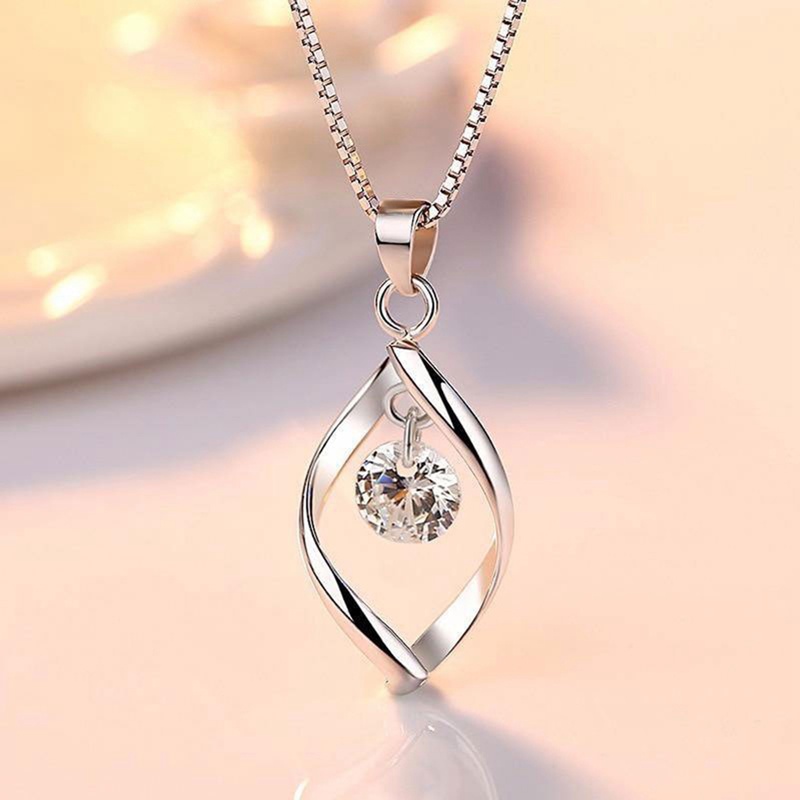 Fashion Dikontrak Wanita Kalung Kreatif Kristal Cubic Zirconia Geometris Berbentuk Liontin Kalung Pernikahan Tren Perhiasan