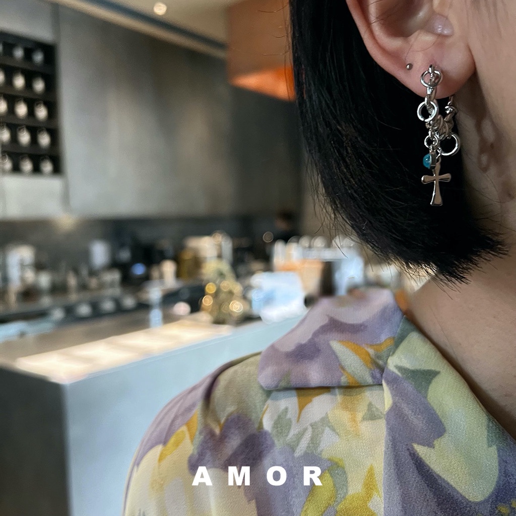 Anting Salib Y2K Cincin Angin Korea Manis Dan Keren Anting Cewek Hip-hop