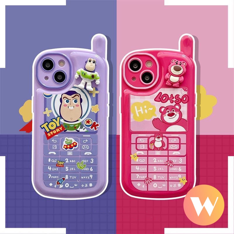 Casing Bentuk Ponsel Kepribadian Retro Kompatibel Untuk iPhone 7Plus XR 13 14 11 12 Pro Max7 8 Plus X XS MAX SE 2020 Lembut Tpu 3D Kartun Toy Story Strawberry Bear Manyo Cover