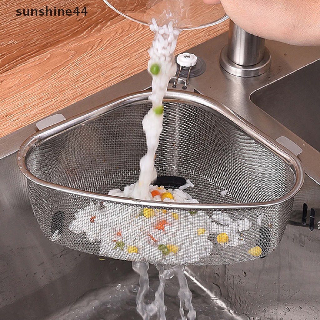 Sunshine Keranjang Pembuangan Wastafel Dapur Stainless Steel Segitiga Filter Kitchen Drain Rack ID