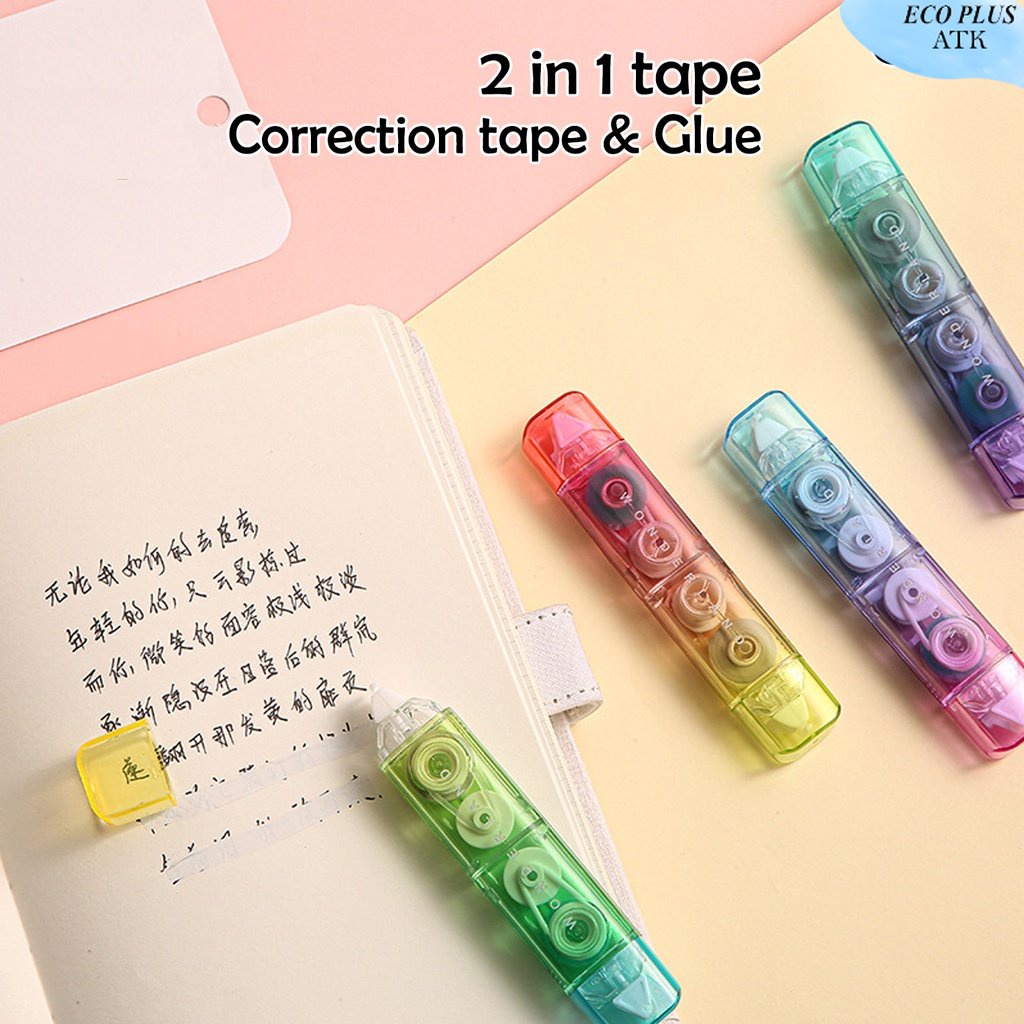 Correction Tape Double Side 2 in 1 Gradasi Model Tip Ex Glue tape Stationery Sekolah Kantor ATK