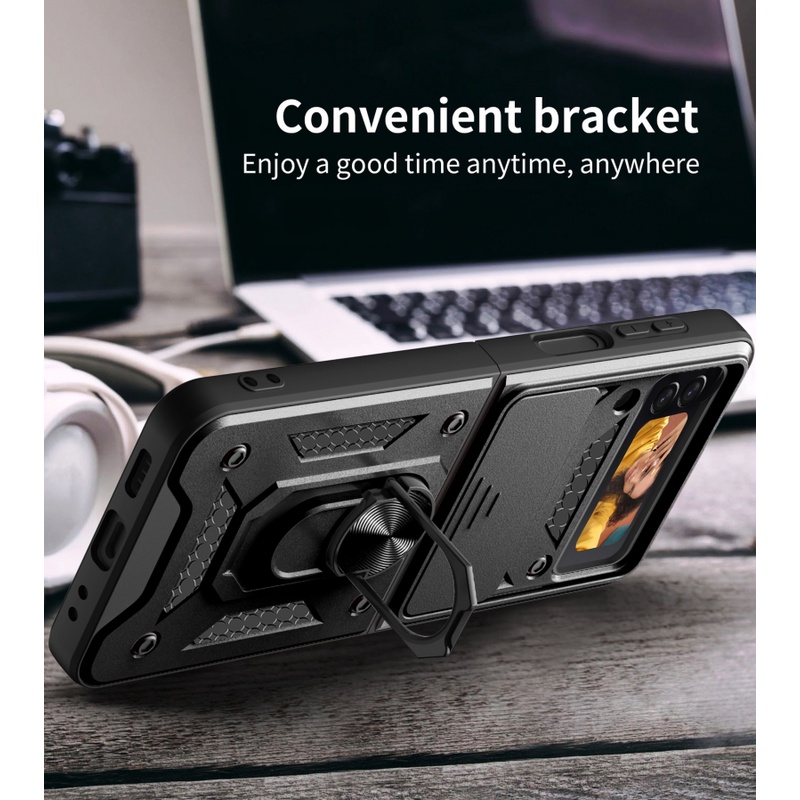 Cocok Untuk Samsung Z Flip4 Casing Ponsel Kacamata Anti Jatuh Z FLIP3 Perlindungan Cincin Magnetik