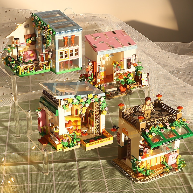 DIY Mainan Block Rumah Lucu Flower Toko 3DPuzzle Nano Block Hadiah Anak