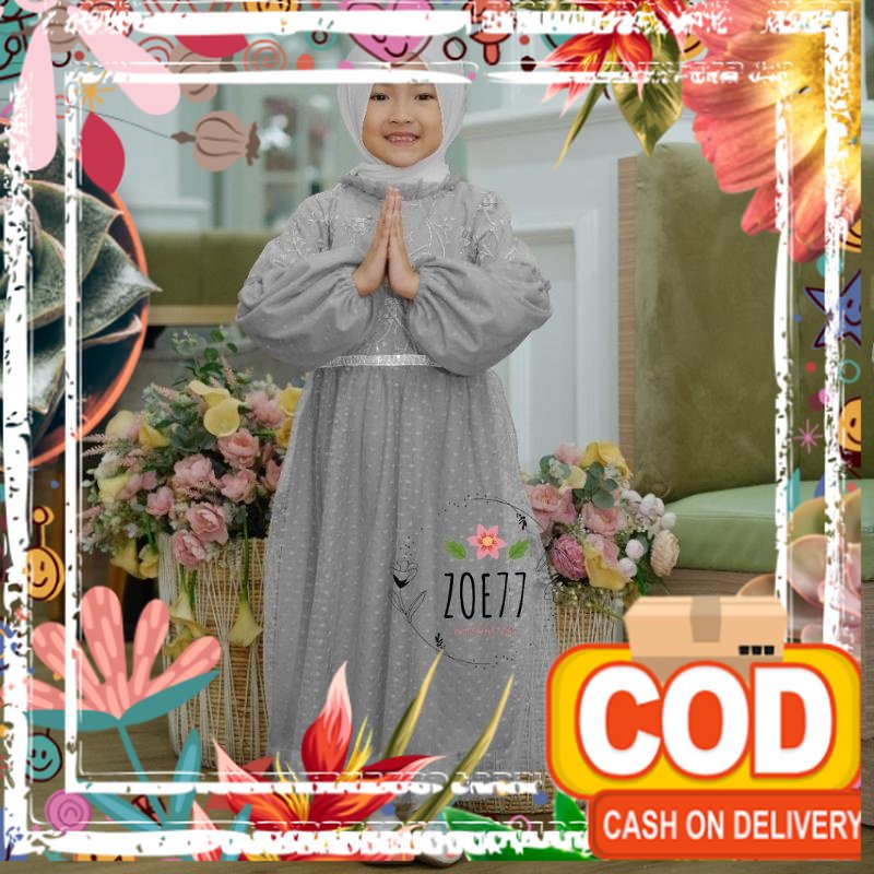 Zoe.butiq zoe77 kinan kid - Gamis anak perempuan tanggung lebaran 2022 model gamis terbaru mewah ele