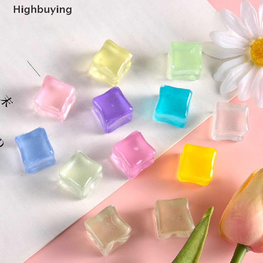 Hbid 10 Pcs Warna-Warni Simulasi Es Batu Resin Ornamen Buatan Tangan DIY Miniatur Patung Kecil Aksesoris Glory