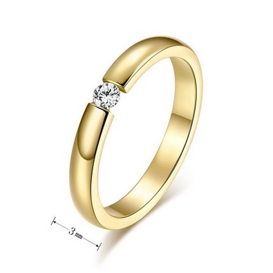 Goldkingdom Aksesoris Perhiasan Fashion Ready Stock Fashion Sederhana Rose Gold Wajah Glossy Cincin Pasangan Berlian Tunggal Untuk Pria Dan Wanita