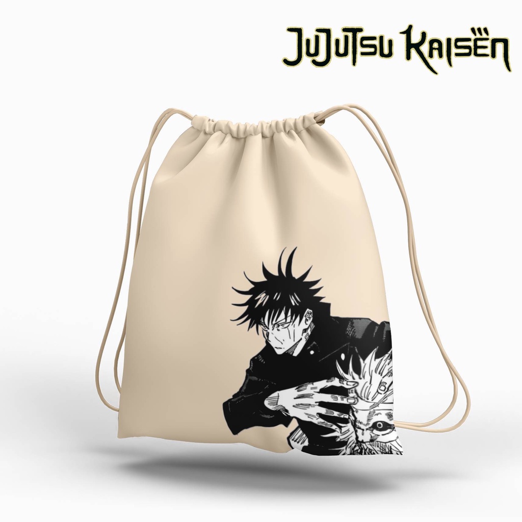 Stringbag Anime Jujutsu Kaisen Megumi tas serut canvas premium blacu totebag