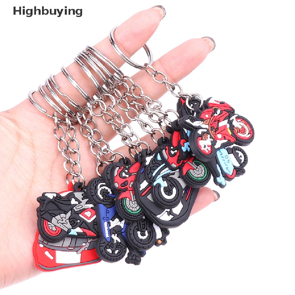 Hbid 5PCS PVC Keychain Cartoon motorcycle Key Ring fashion Key Holder fit men women keys trinkets accessories Jewelry Decoration Gift Glory