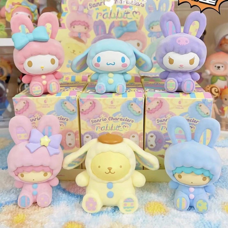 Sanrio 6pcs Rabbit Series Little Twin Stars Melody Cinnamoroll Kuromi Mainan Boneka Ulang Tahun Untuk Pacar