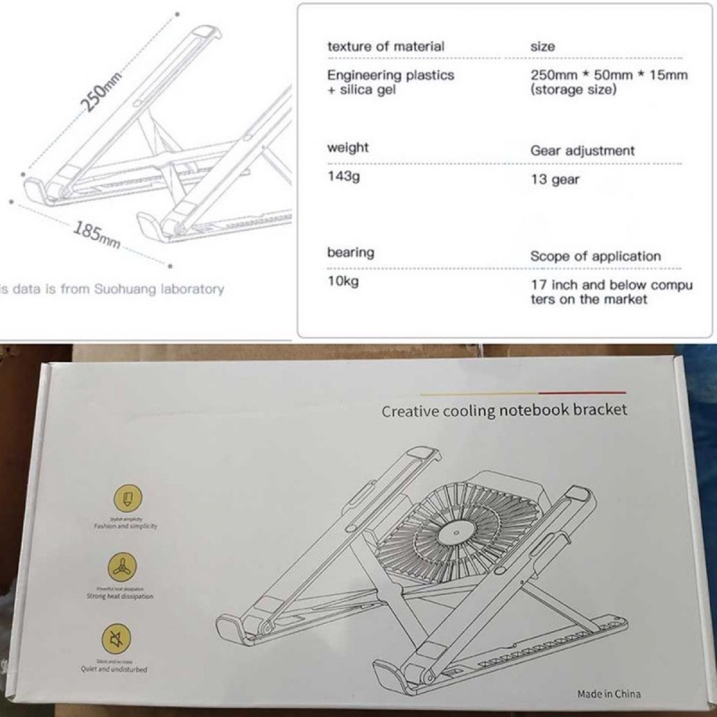 Stand Holder Laptop Lipat Portable 2100 RPM Cooling Fan 11-17 Inch