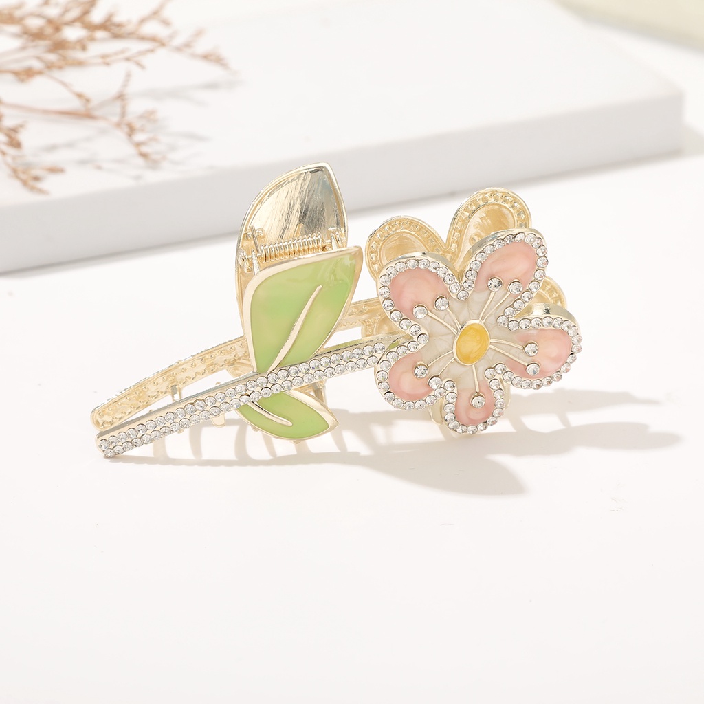 Korea Berlian Imitasi Bunga Jepit Rambut Fashion Logam Klip Rambut Wanita Aksesoris Rambut