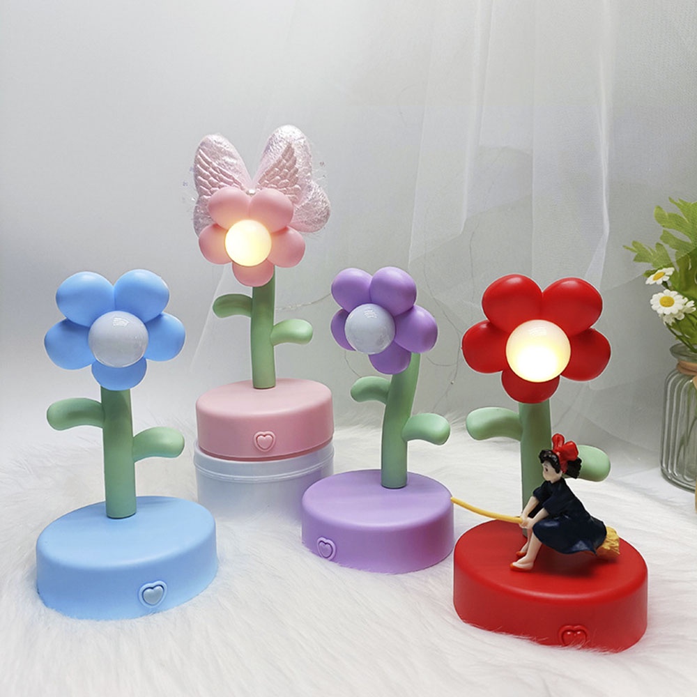 Sunflower Night Light Lampu Meja Untuk Anak Kamar Samping Tempat Tidur Dekorasi Hadiah (Belum Termasuk Baterai)