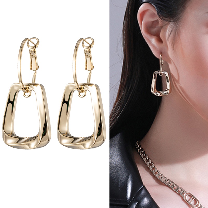 Anting Fashion Geometris Logam Jepang Korea Unik Simple Trendy